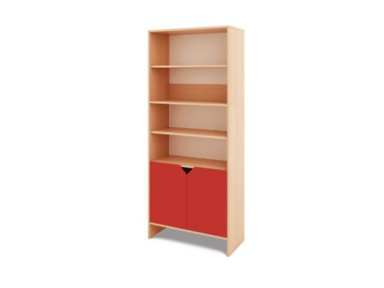 Image de Armoire de rangement haute avec demi-portes basses - Rouge