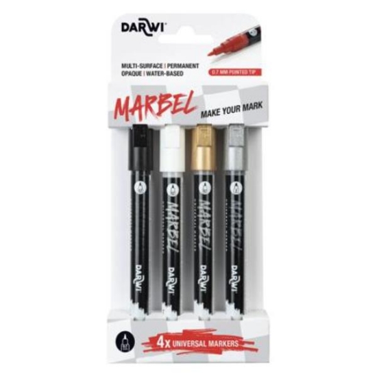 Image de MARBEL Marqueur acrylique pointe ronde 0,7mm, les 4