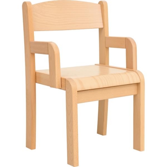 Image de Chaise en bois avec accoudoirs H 31 cm