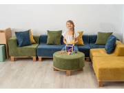 Image de Pouf rond vert bouteille sur pieds Media Kids