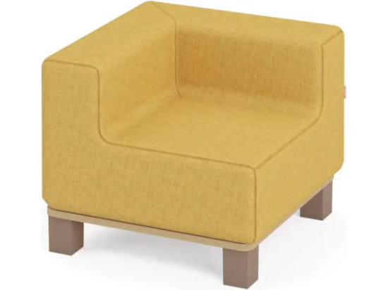 Image de Fauteuil d’angle jaune moutarde avec pieds. Collection Media Kids