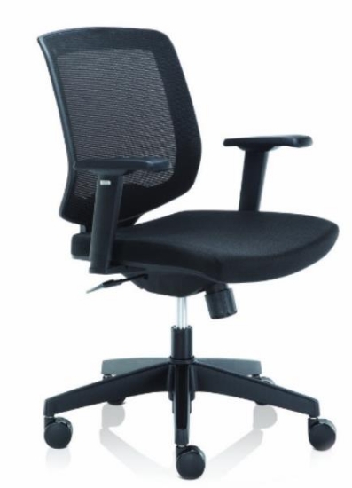Image de Siège de bureau Atena moyen dossier en tissu noir et résille
