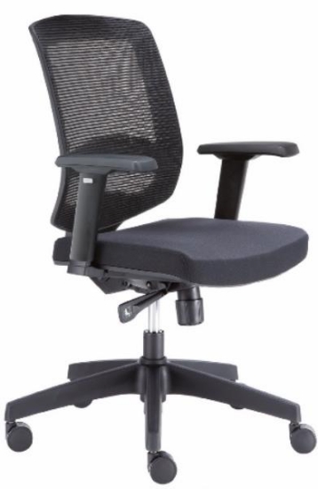 Image de Siège de bureau Atena bas dossier en tissu noir et résille