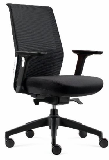 Image de Siège de bureau Miami haut dossier en tissu noir et résille