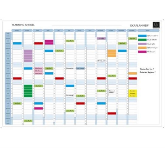 Image de Planning annuel magnétique effaçable à sec 90 x 59 cm