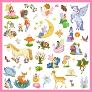 Image de Gommettes thématiques métallisées - fantasy, pochette de 160
